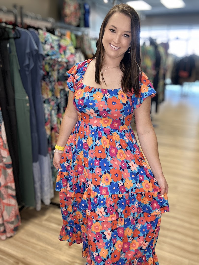 Paris Tiered Floral Midi Dress – Main Street Co.